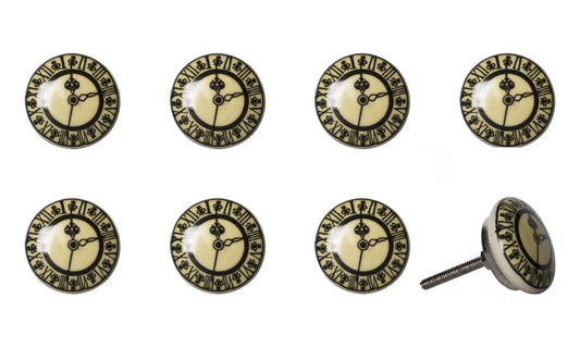 Set of Eight Black And Off White Ceramic And Metal Drawer Pull Knobs HomeRoots