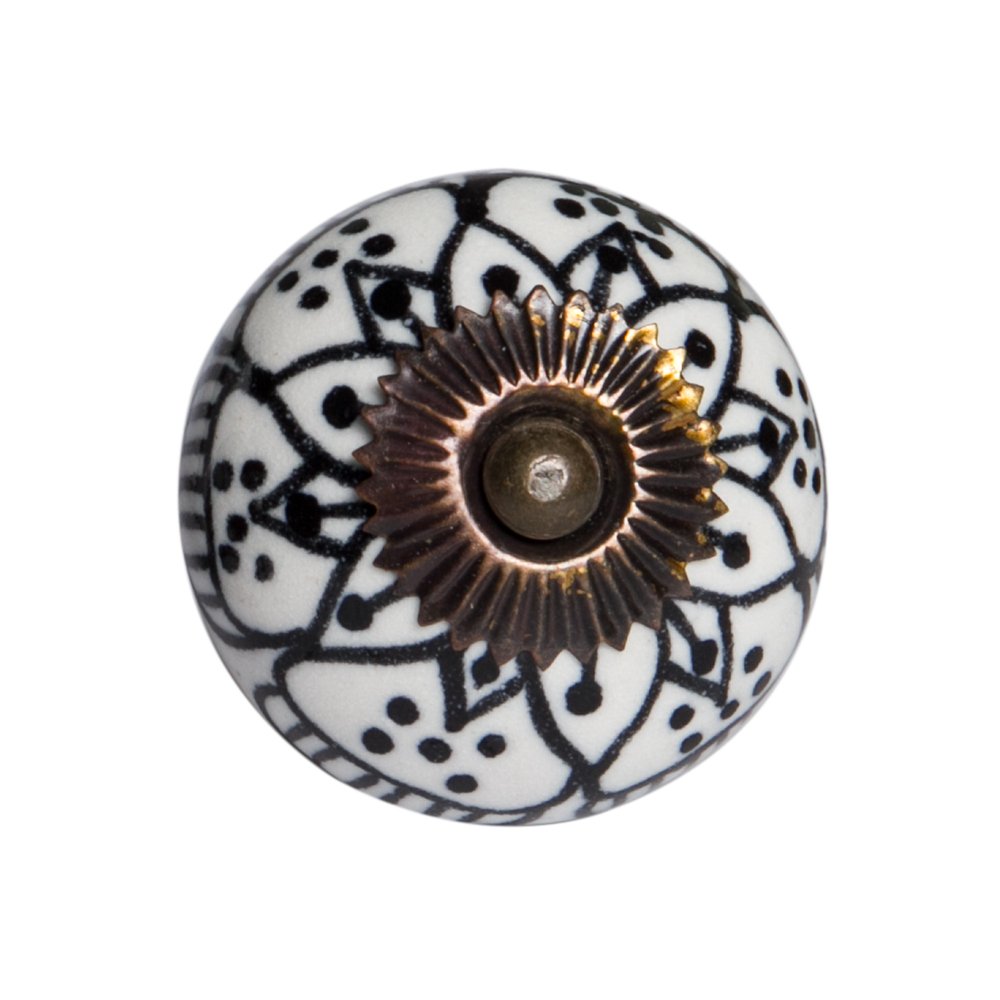 Set of Eight Black And White Ceramic And Metal Drawer Pull Knobs HomeRoots