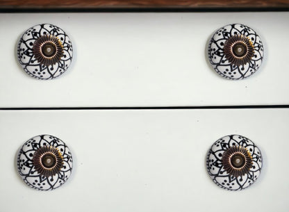 Set of Eight Black And White Ceramic And Metal Drawer Pull Knobs HomeRoots