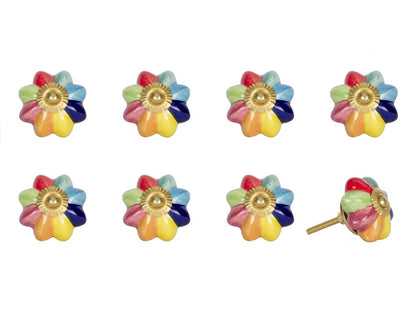 Set of Eight Blue And Green Ceramic And Metal Drawer Pull Knobs HomeRoots