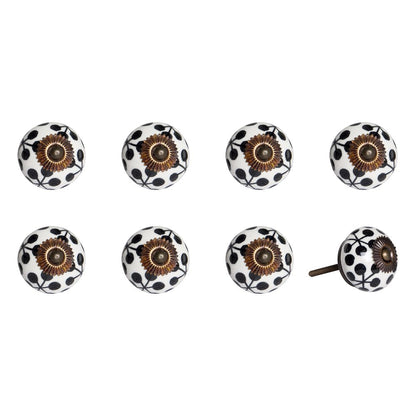 Set of Eight Black And White Ceramic And Metal Drawer Pull Knobs HomeRoots