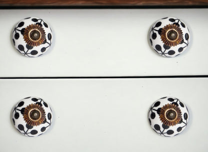 Set of Eight Black And White Ceramic And Metal Drawer Pull Knobs HomeRoots