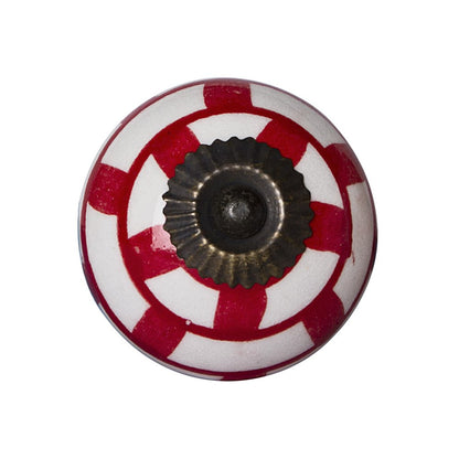 Set of Eight White And Red Ceramic And Metal Drawer Pull Knobs HomeRoots