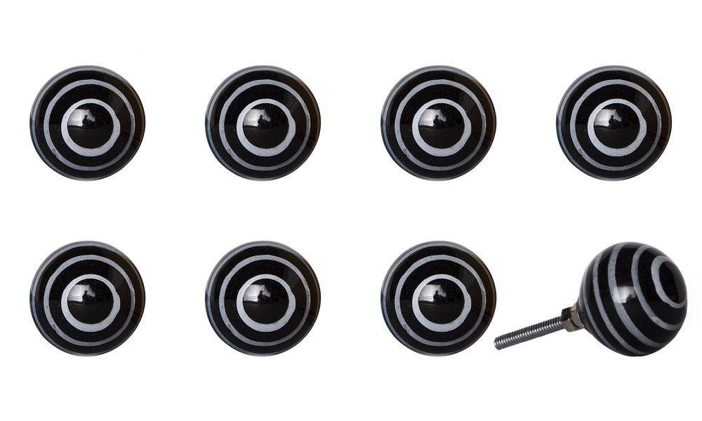 Set of Eight Black And Gray Ceramic And Metal Drawer Pull Knobs HomeRoots