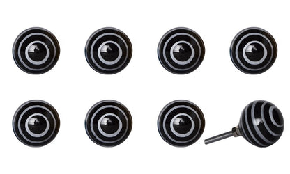 Set of Eight Black And Gray Ceramic And Metal Drawer Pull Knobs HomeRoots