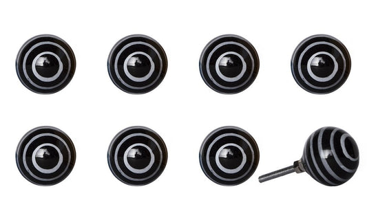 Set of Eight Black And Gray Ceramic And Metal Drawer Pull Knobs HomeRoots
