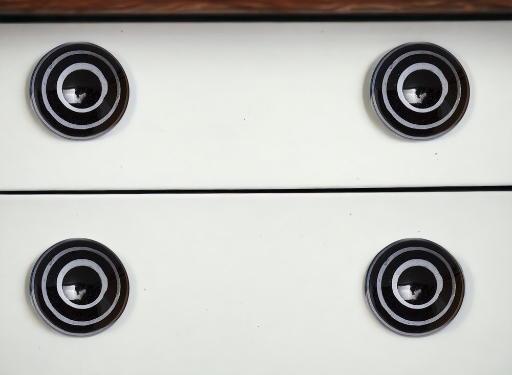 Set of Eight Black And Gray Ceramic And Metal Drawer Pull Knobs HomeRoots