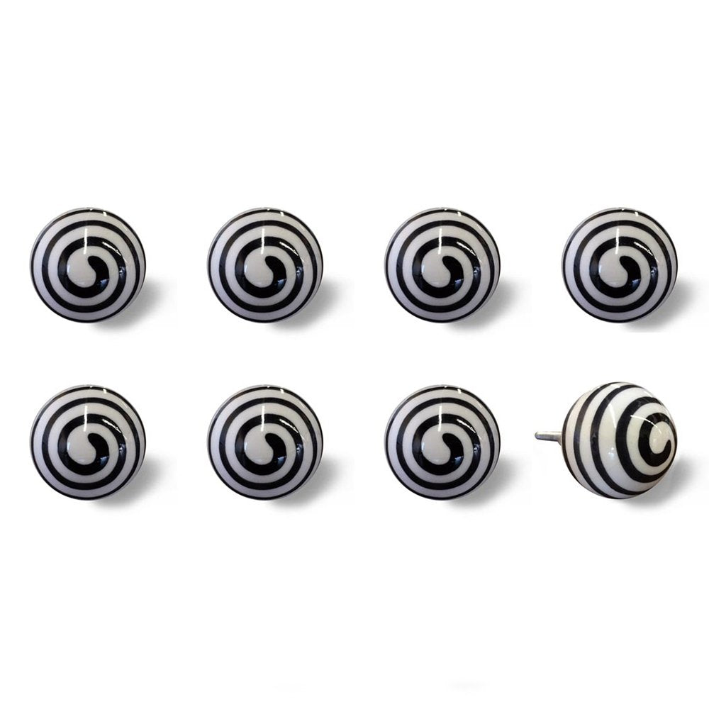Set of Eight Black And White Ceramic And Metal Drawer Pull Knobs HomeRoots