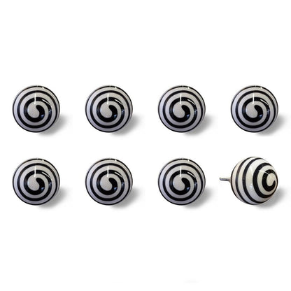 Set of Eight Black And White Ceramic And Metal Drawer Pull Knobs HomeRoots