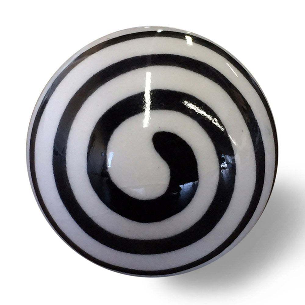 Set of Eight Black And White Ceramic And Metal Drawer Pull Knobs HomeRoots