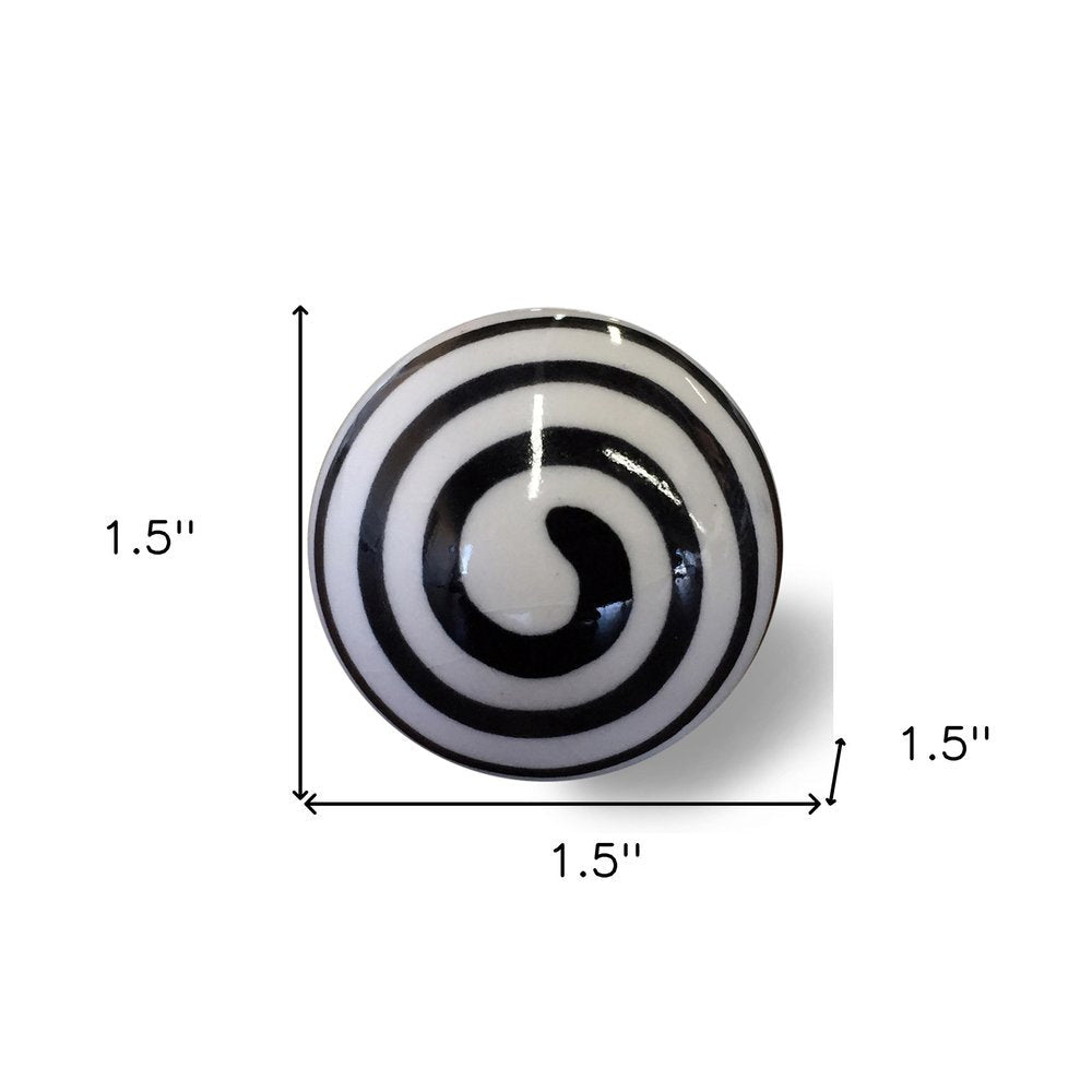 Set of Eight Black And White Ceramic And Metal Drawer Pull Knobs HomeRoots