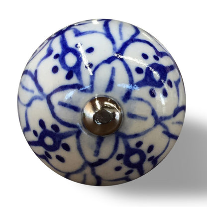 Set of Eight Blue And White Ceramic And Metal Drawer Pull Knobs HomeRoots