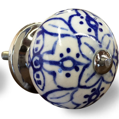 Set of Eight Blue And White Ceramic And Metal Drawer Pull Knobs HomeRoots