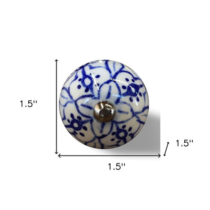 Set of Eight Blue And White Ceramic And Metal Drawer Pull Knobs HomeRoots