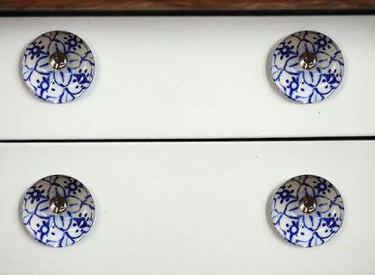 Set of Eight Blue And White Ceramic And Metal Drawer Pull Knobs HomeRoots