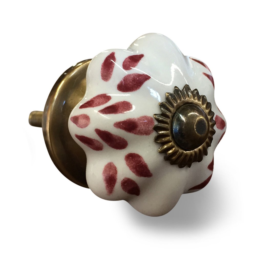 Set of Eight Brown And White Ceramic And Metal Drawer Pull Knobs HomeRoots
