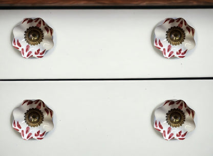 Set of Eight Brown And White Ceramic And Metal Drawer Pull Knobs HomeRoots