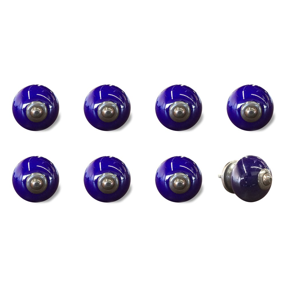 Set of Eight Purple And Gray Ceramic And Metal Drawer Pull Knobs HomeRoots