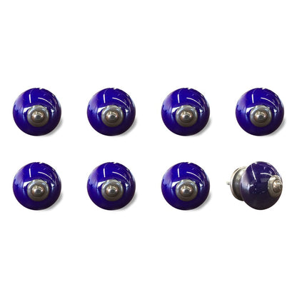 Set of Eight Purple And Gray Ceramic And Metal Drawer Pull Knobs HomeRoots