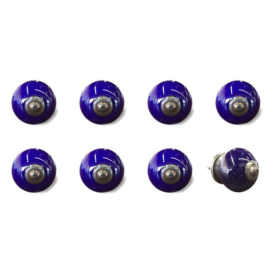 Set of Eight Purple And Gray Ceramic And Metal Drawer Pull Knobs HomeRoots