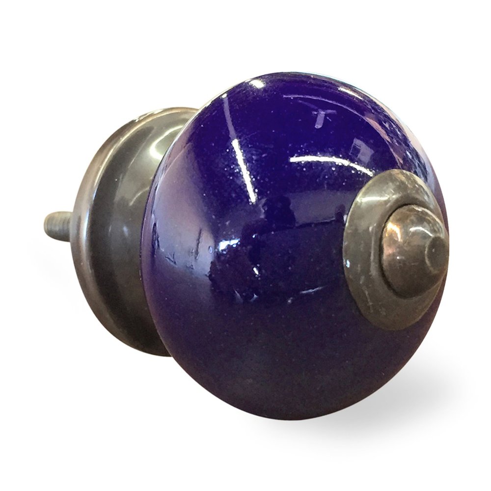 Set of Eight Purple And Gray Ceramic And Metal Drawer Pull Knobs HomeRoots