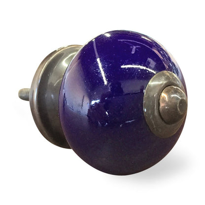 Set of Eight Purple And Gray Ceramic And Metal Drawer Pull Knobs HomeRoots
