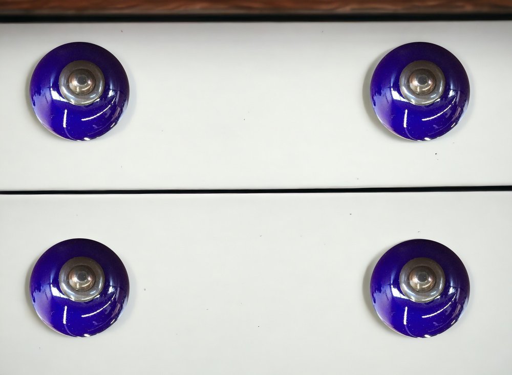 Set of Eight Purple And Gray Ceramic And Metal Drawer Pull Knobs HomeRoots
