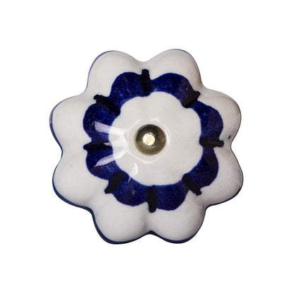 Set of Eight Blue And White Ceramic And Metal Drawer Pull Knobs HomeRoots