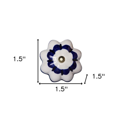 Set of Eight Blue And White Ceramic And Metal Drawer Pull Knobs HomeRoots