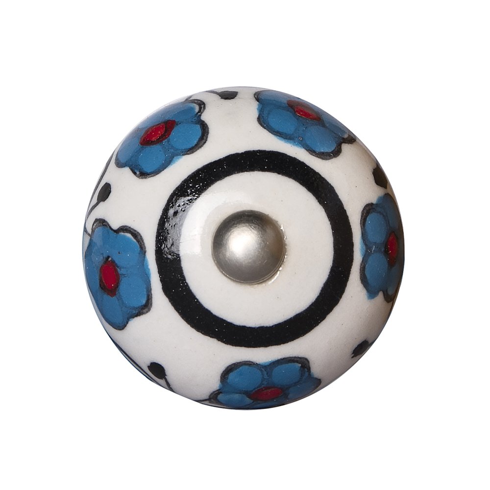 Set of Eight Blue And White Ceramic And Metal Drawer Pull Knobs HomeRoots