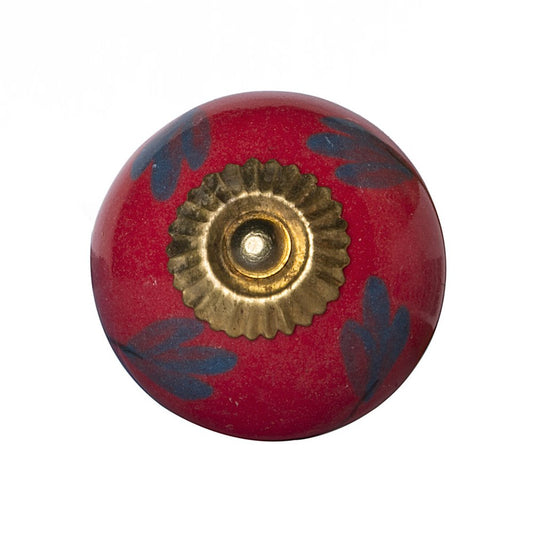 Set of Eight Blue And Red Ceramic And Metal Drawer Pull Knobs HomeRoots