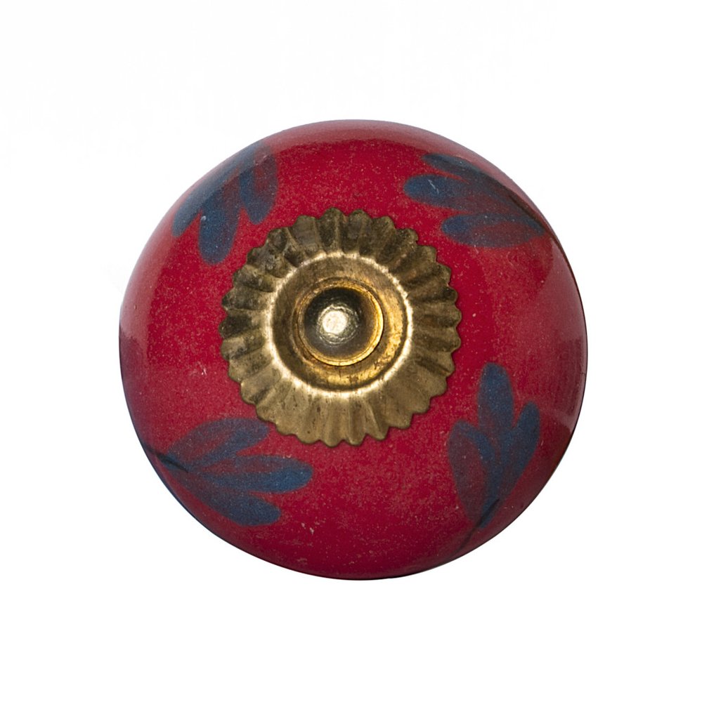 Set of Eight Blue And Red Ceramic And Metal Drawer Pull Knobs HomeRoots