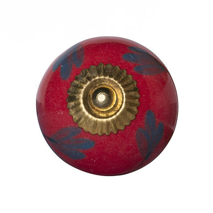 Set of Eight Blue And Red Ceramic And Metal Drawer Pull Knobs HomeRoots