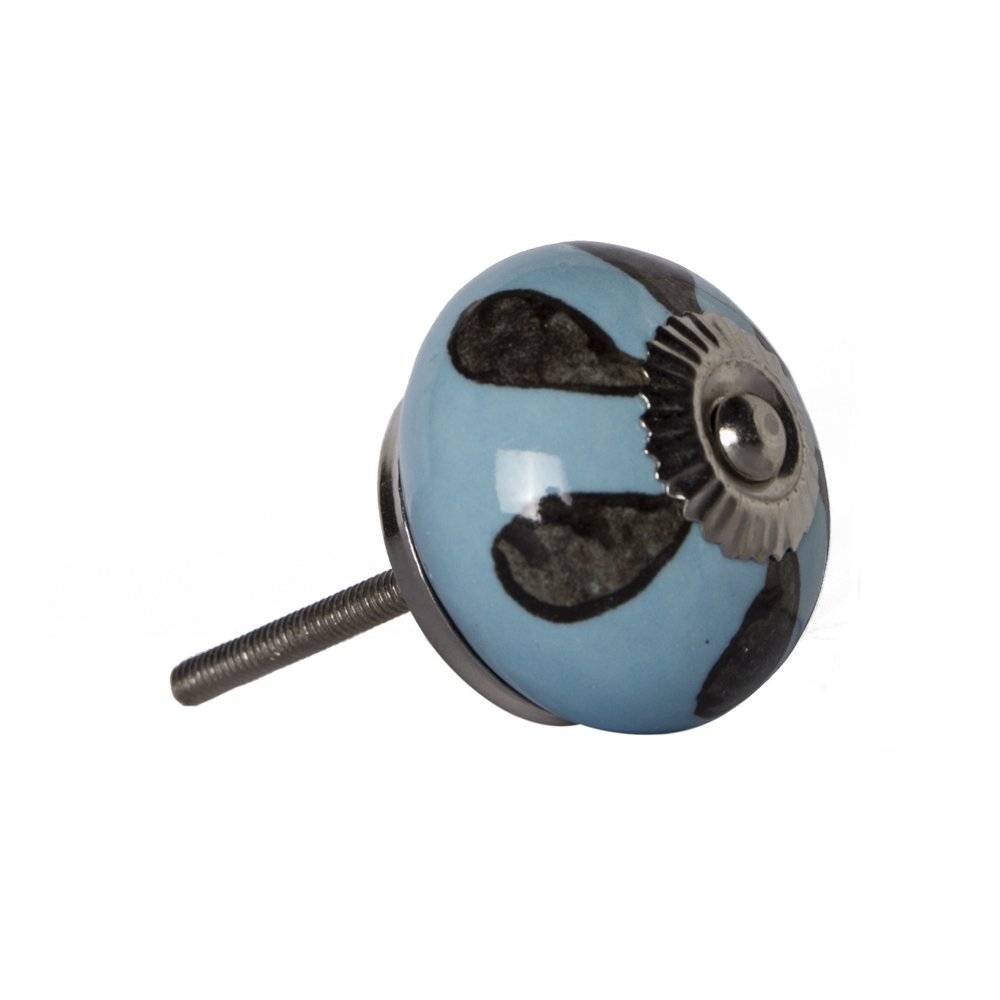 Set of Eight Blue And Gray Ceramic And Metal Drawer Pull Knobs HomeRoots