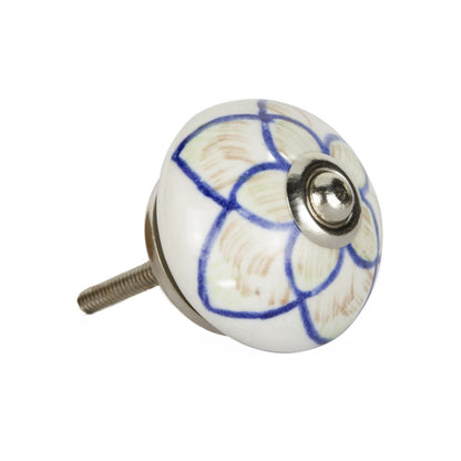 Set of Eight Blue And Cream Ceramic And Metal Drawer Pull Knobs HomeRoots