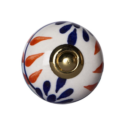 Set of Eight Blue And White Ceramic And Metal Drawer Pull Knobs HomeRoots