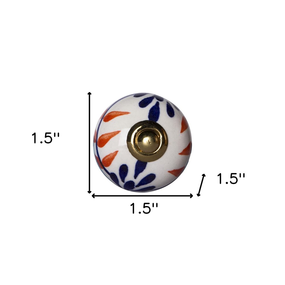Set of Eight Blue And White Ceramic And Metal Drawer Pull Knobs HomeRoots