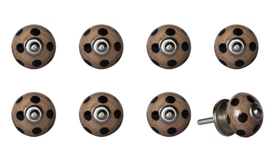 Set of Eight Brown And Black Ceramic And Metal Drawer Pull Knobs HomeRoots