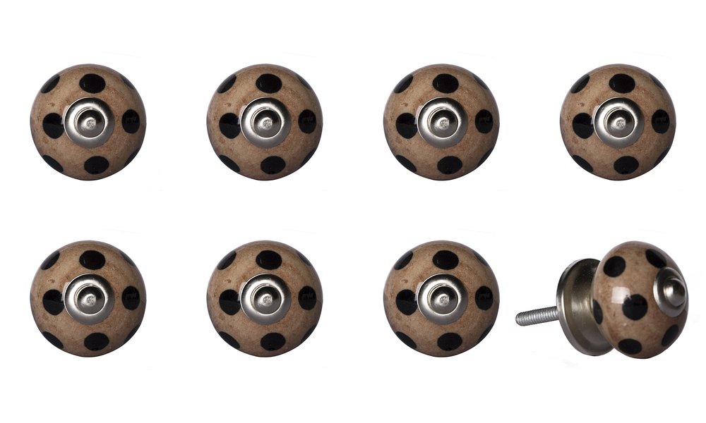 Set of Eight Brown And Black Ceramic And Metal Drawer Pull Knobs HomeRoots
