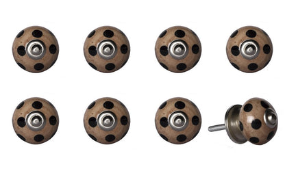Set of Eight Brown And Black Ceramic And Metal Drawer Pull Knobs HomeRoots