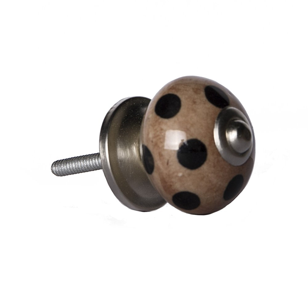 Set of Eight Brown And Black Ceramic And Metal Drawer Pull Knobs HomeRoots