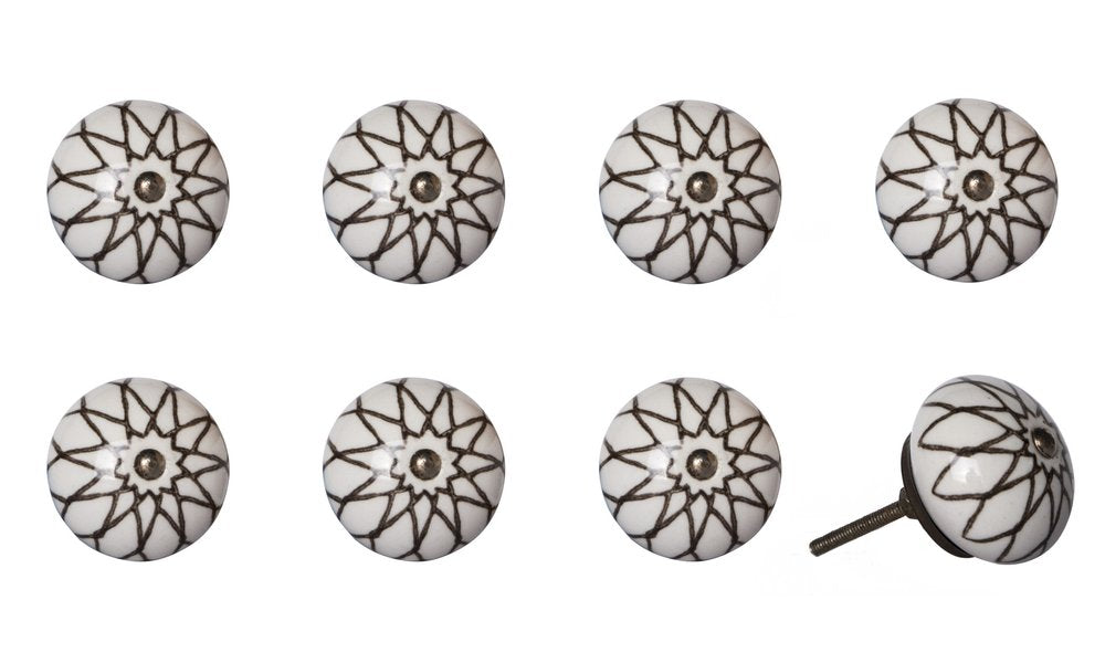 Set of Eight Brown Ceramic And Metal Drawer Pull Knobs HomeRoots