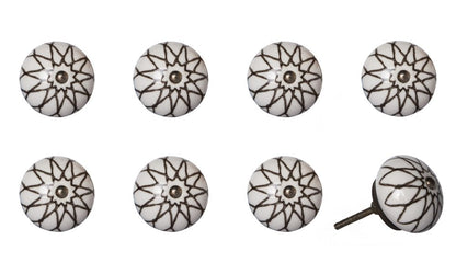 Set of Eight Brown Ceramic And Metal Drawer Pull Knobs HomeRoots