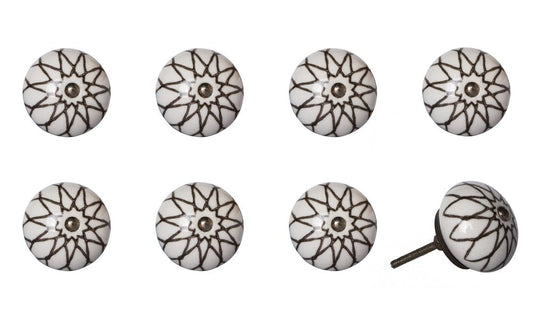 Set of Eight Brown Ceramic And Metal Drawer Pull Knobs HomeRoots