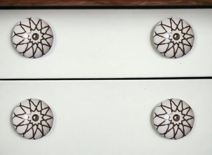 Set of Eight Brown Ceramic And Metal Drawer Pull Knobs HomeRoots