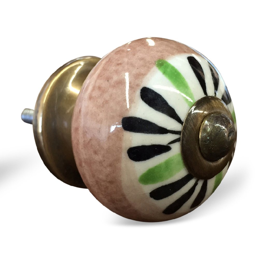 Set of Eight Brown And White Ceramic And Metal Drawer Pull Knobs HomeRoots