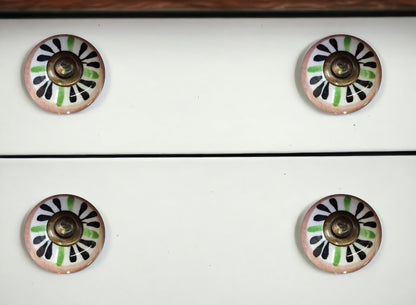 Set of Eight Brown And White Ceramic And Metal Drawer Pull Knobs HomeRoots