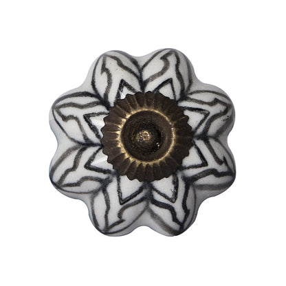Set of Eight Black And White Ceramic And Metal Drawer Pull Knobs HomeRoots