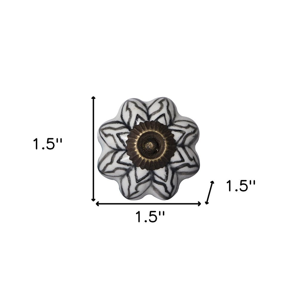 Set of Eight Black And White Ceramic And Metal Drawer Pull Knobs HomeRoots