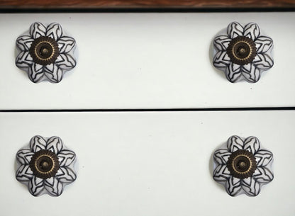 Set of Eight Black And White Ceramic And Metal Drawer Pull Knobs HomeRoots